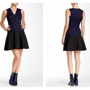 Rebecca Taylor Blue V-Neck Stretch Snake Dress  12